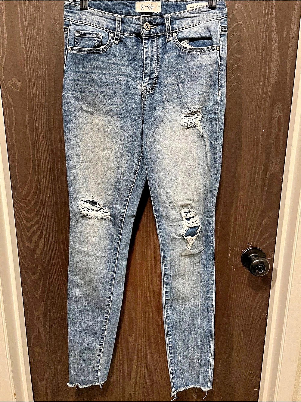 Jessica Simpson Kiss Me Super Skinny Jeans Distressed Skinny Jeans in Blue